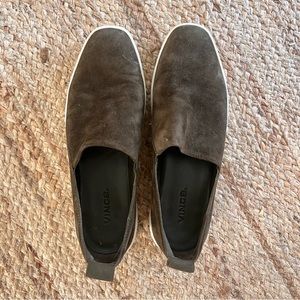 Vince Olive Green Suede-like Sneaker